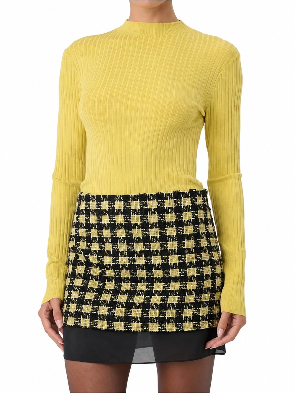 Toccin Ollie Ribbed Mock Neck Long Sleeve Sweater Top Yellow XL $395